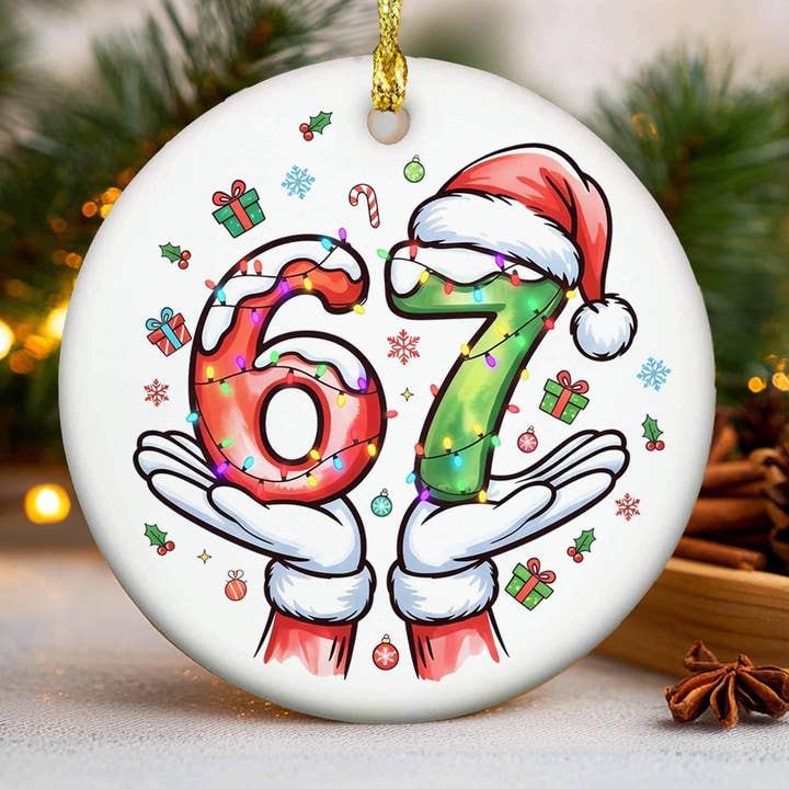 Six Seven Meme Christmas Ornament, Gen Alpha Humor Gift for wholesale by Embrova