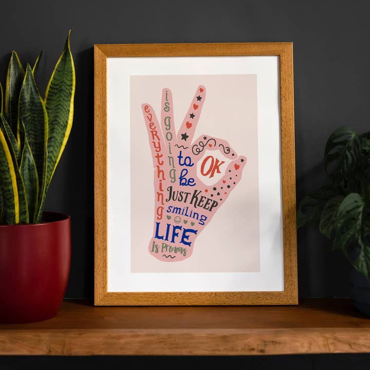 OK Fingers Typographie Impression couleur pour la vente par Ink & Drop