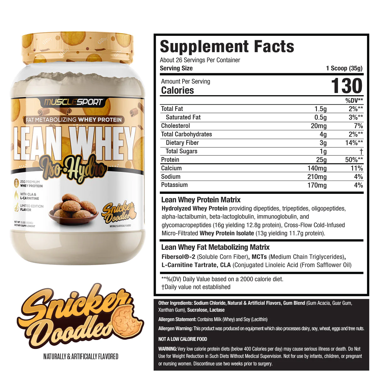 MuscleSport - Wholesale Protein/superfood powder - Lean Whey® Iso Hydro Gourmet Protein 2lb - Limited Edition75