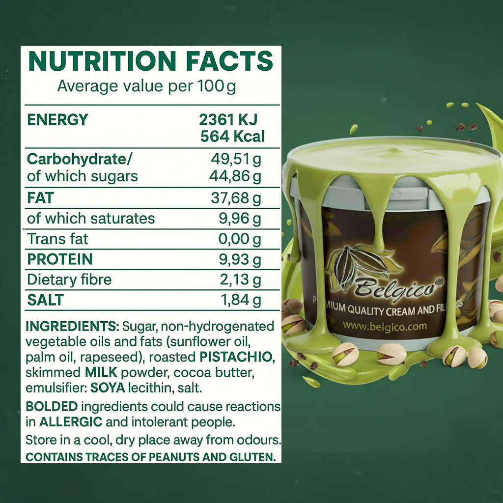 Belgico US - Vente Chocolat - Pâte de pistache premium Belgico® – seau de 4 kg2