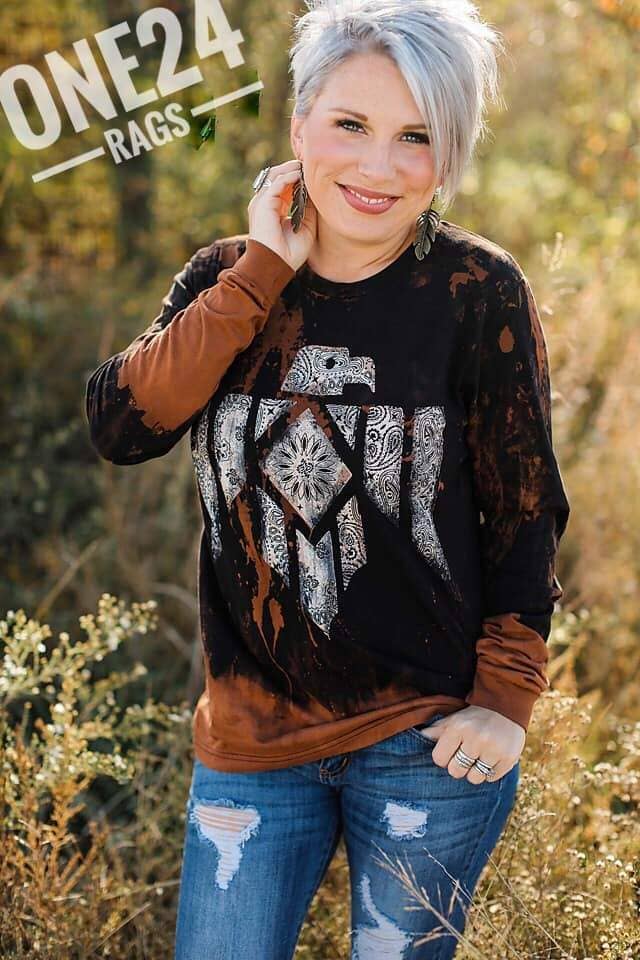 One24 Rags - Wholesale Screen Printed T-Shirt - Women's - Long Sleeve Thunderbird Tee