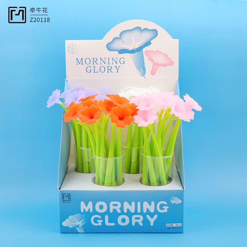BCmini - Wholesale Pen - 22715 Morning Glory Flower Wiggle Pad Gel Pen-4819