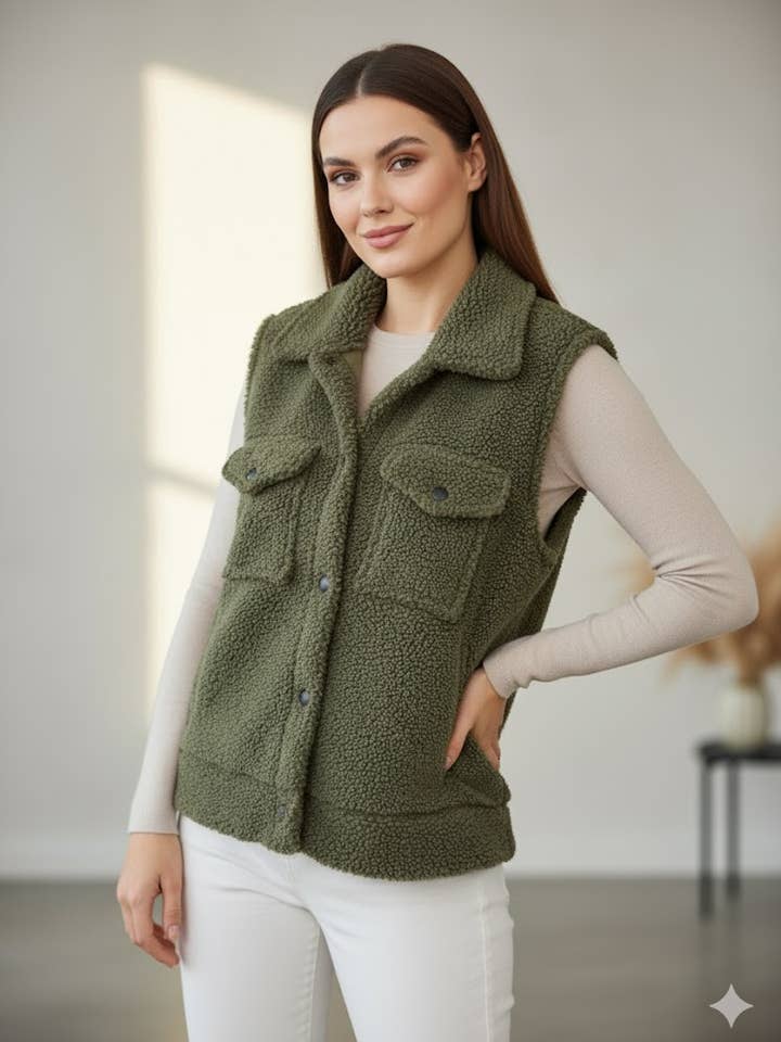 Gilet in finta pelliccia con tasche per la vendita all'ingrosso da parte di VICTORIA&ISAAC