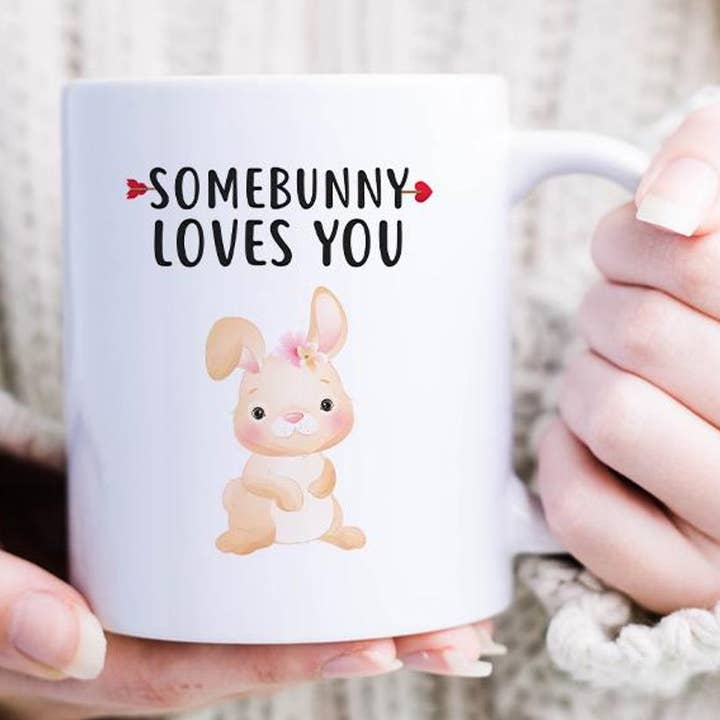 Sød kanin Valentine / Galentine Day krus - Hundelsker for engroshandel hos VenusArtsShop