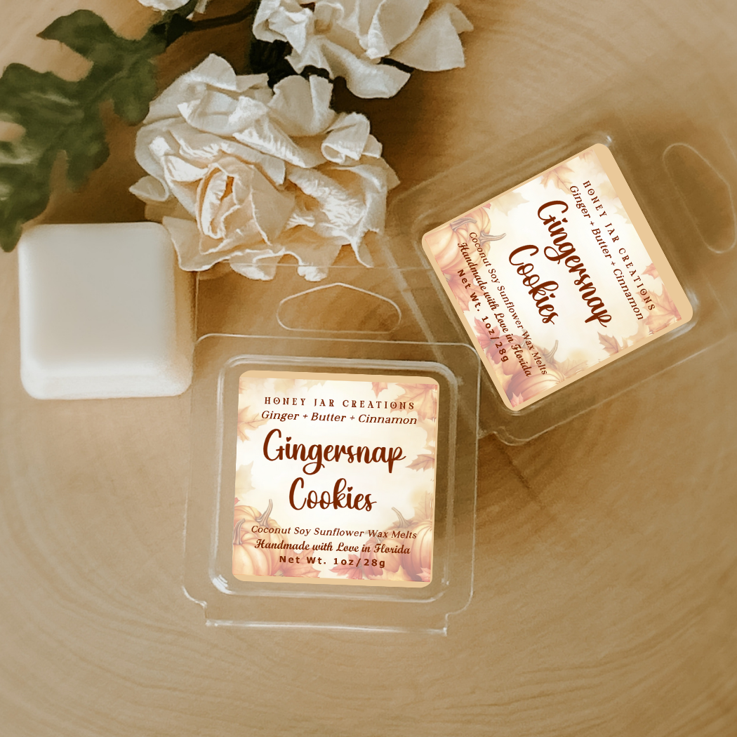Honey Jar Creations - Wholesale Wax Melt - Gingersnap Cookies | Fall-Inspired | Artisan Wax Melts0