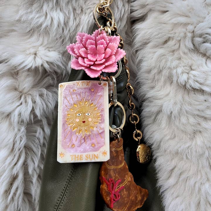 Solar Eclipse - Wholesale Keychain - Women's - Hand-painted Sun Tarot Card Bag Charm + Keychain2
