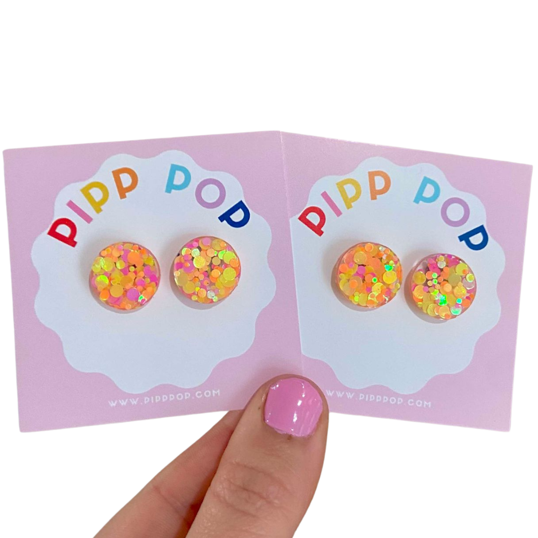 Pipp Pop - Wholesale Stud/Post Earrings - Glitter Resin Studs - 34 Colours Available29