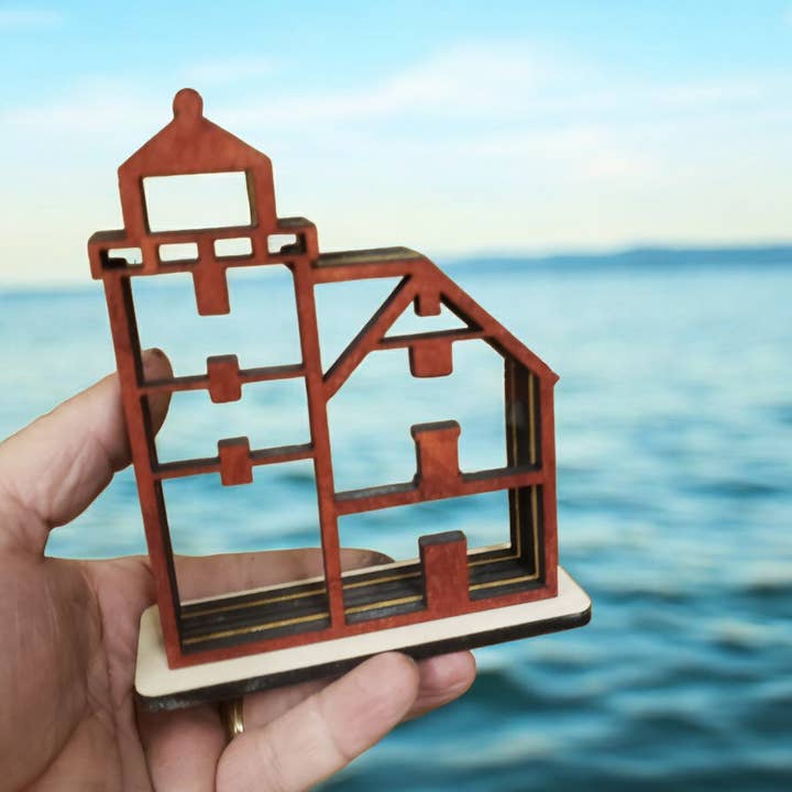 Round Island Lighthouse Sea Glass Shadowbox Display 4 Styles for wholesale by Sea Glass Displays