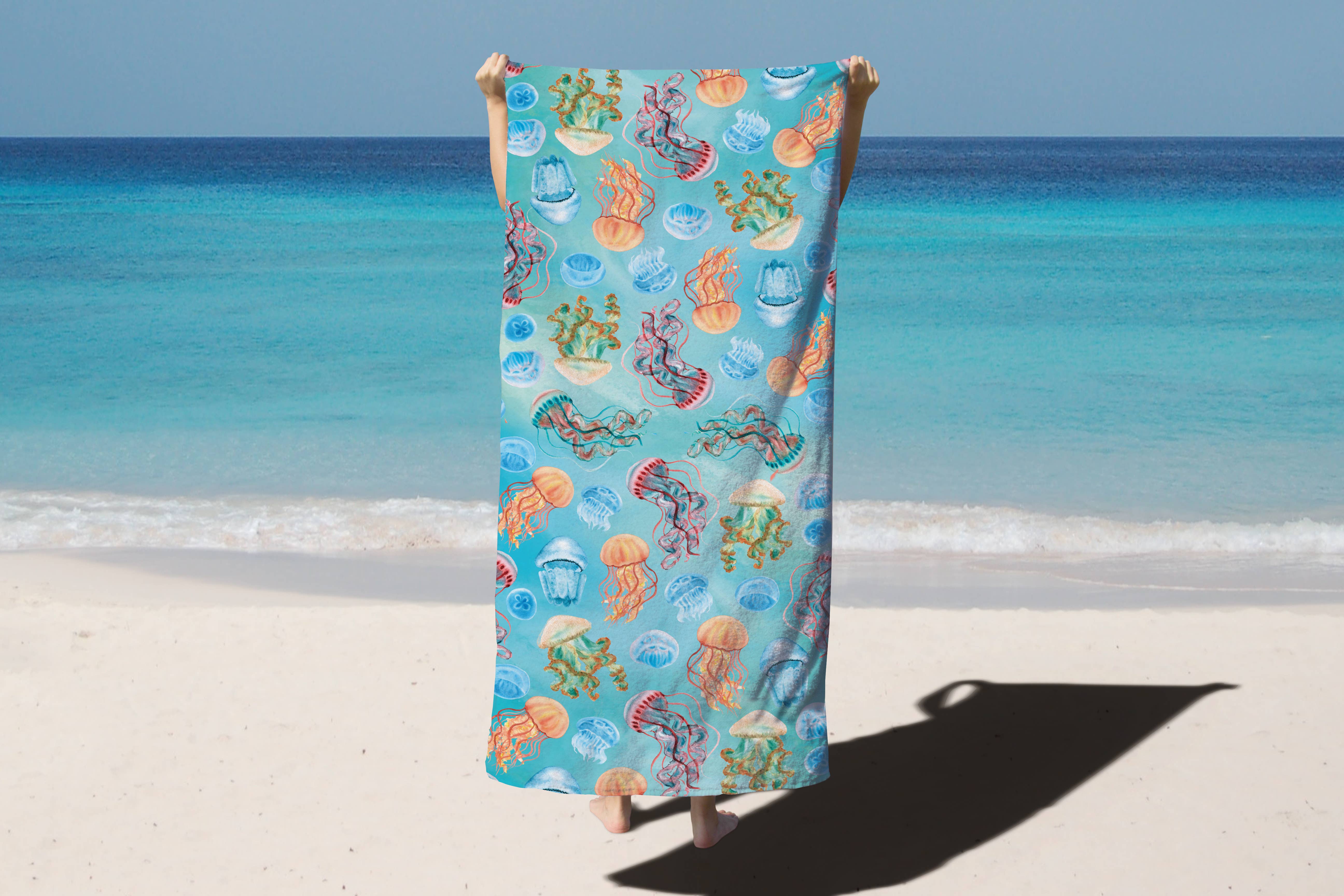 Bright Stripes Cotton Velour Printed Beach Towel 70 x 140 cm 