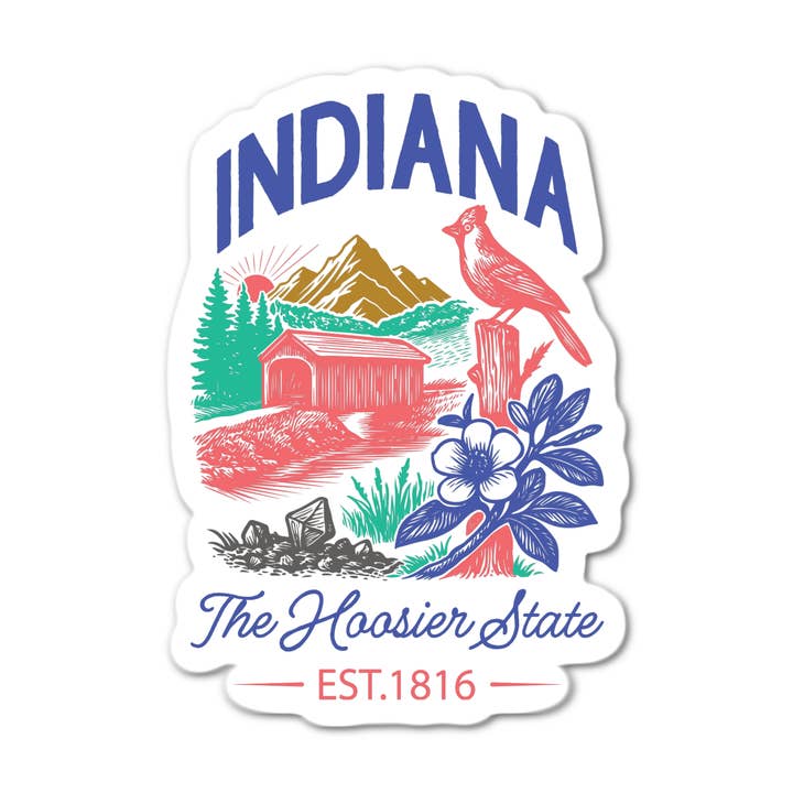Indiana The Hoosier State Est. 1816 Sticker for wholesale by Stick-It Expressions