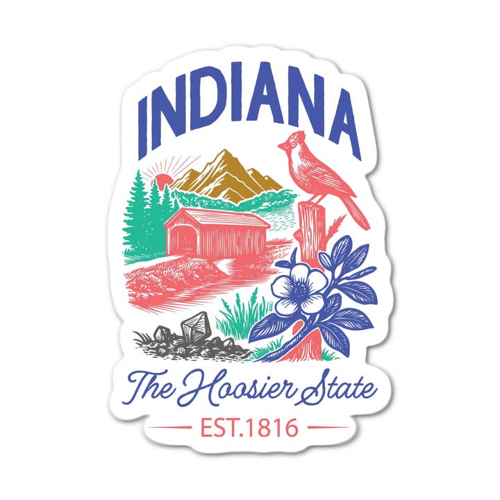 Indiana O Estado Hoosier Est. 1816 Autocolante por atacado de Stick-It Expressions