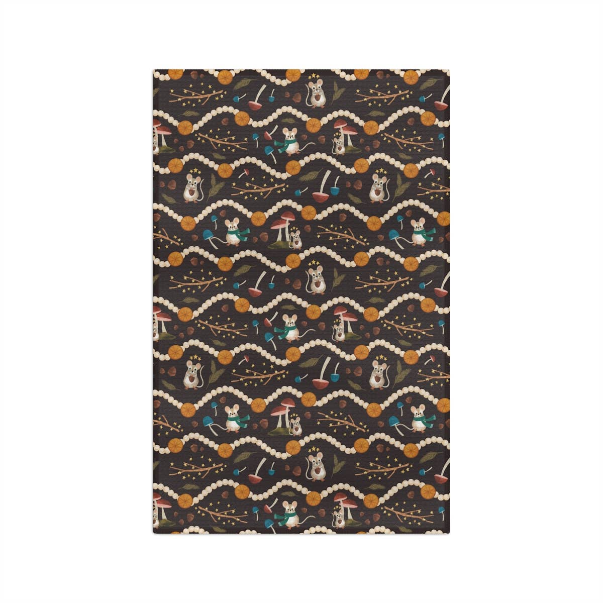 Joymark Studio - Wholesale Tea Towel - Velvet Woodland Kitchen Tea Towel with Mice and Mushrooms3