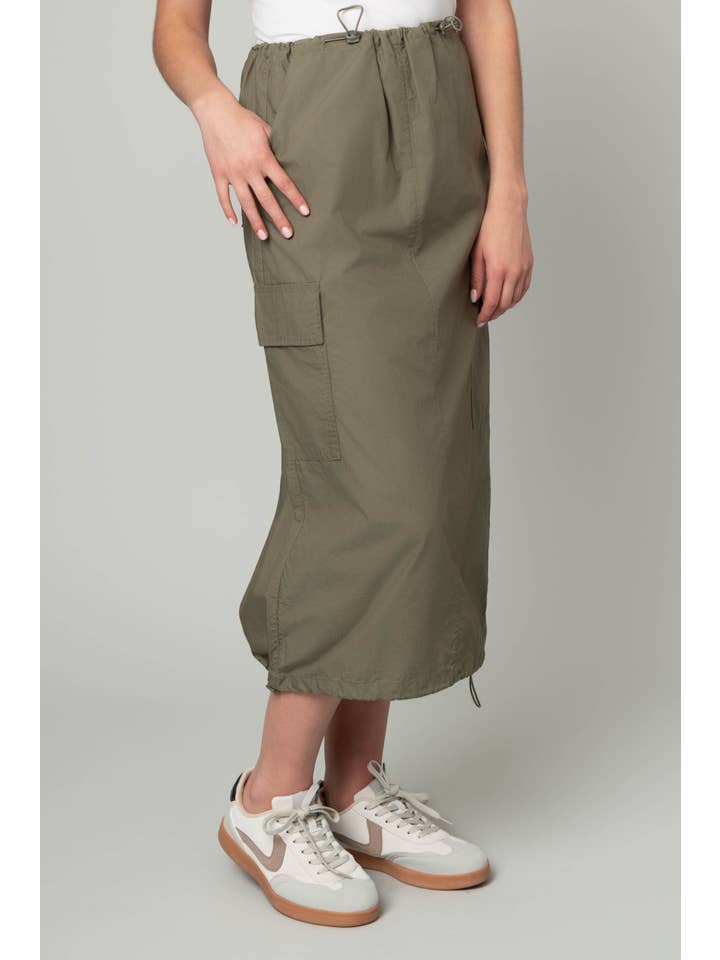 Pine Apparel - Wholesale Skirt - Women's - Parachute Cargo Midi Skirt w/ Adjustable Waist4