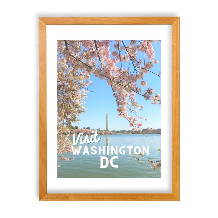 DC Cherry Blossoms Tidal Basin Washington Monument DC Giclee Travel Print for wholesale by Lower 48 Trading Company Road Trip Shop