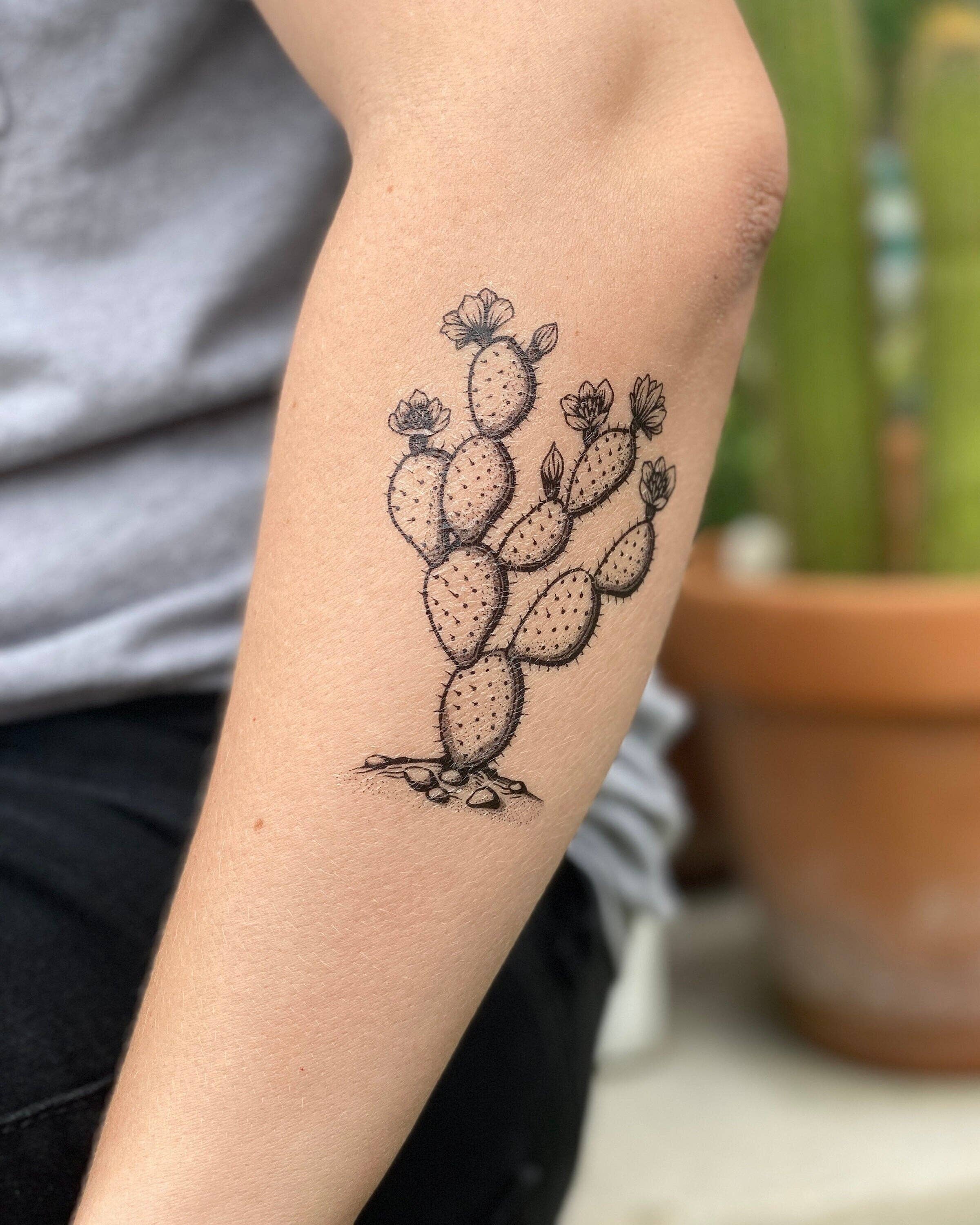 NatureTats - Wholesale Temporary Tattoo - Prickly Pear Cactus Temporary Tattoo2
