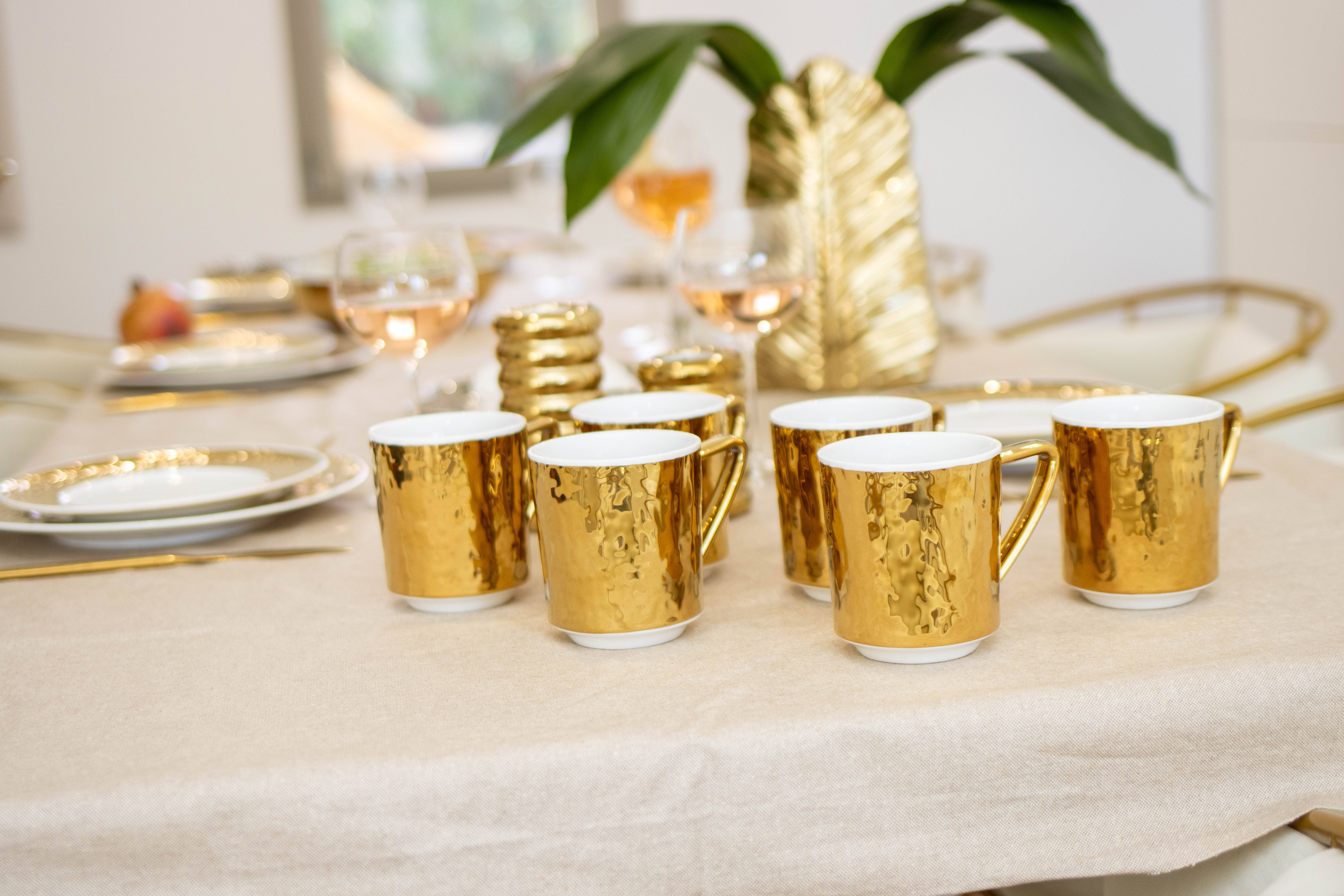 AULICA - Wholesale Coffee Mug - White and Gold Porcelain Mug 340ml2