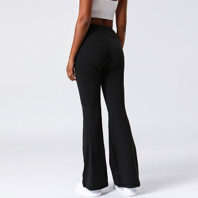 Active by Anna-Kaci - Wholesale Athletic Pants - Women's - Hip Sculpting High Rise Flared Yoga Pants with Pockets3