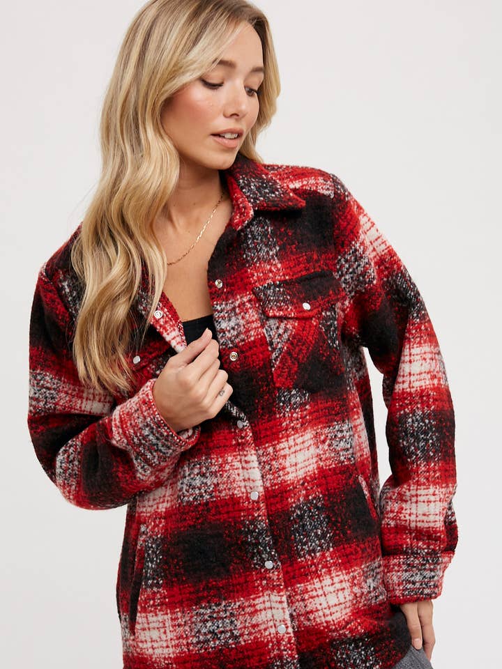 Bluivy - Wholesale Shirt Jacket/Shacket - Women's - BUTTON DOWN FLANNEL SHACKET