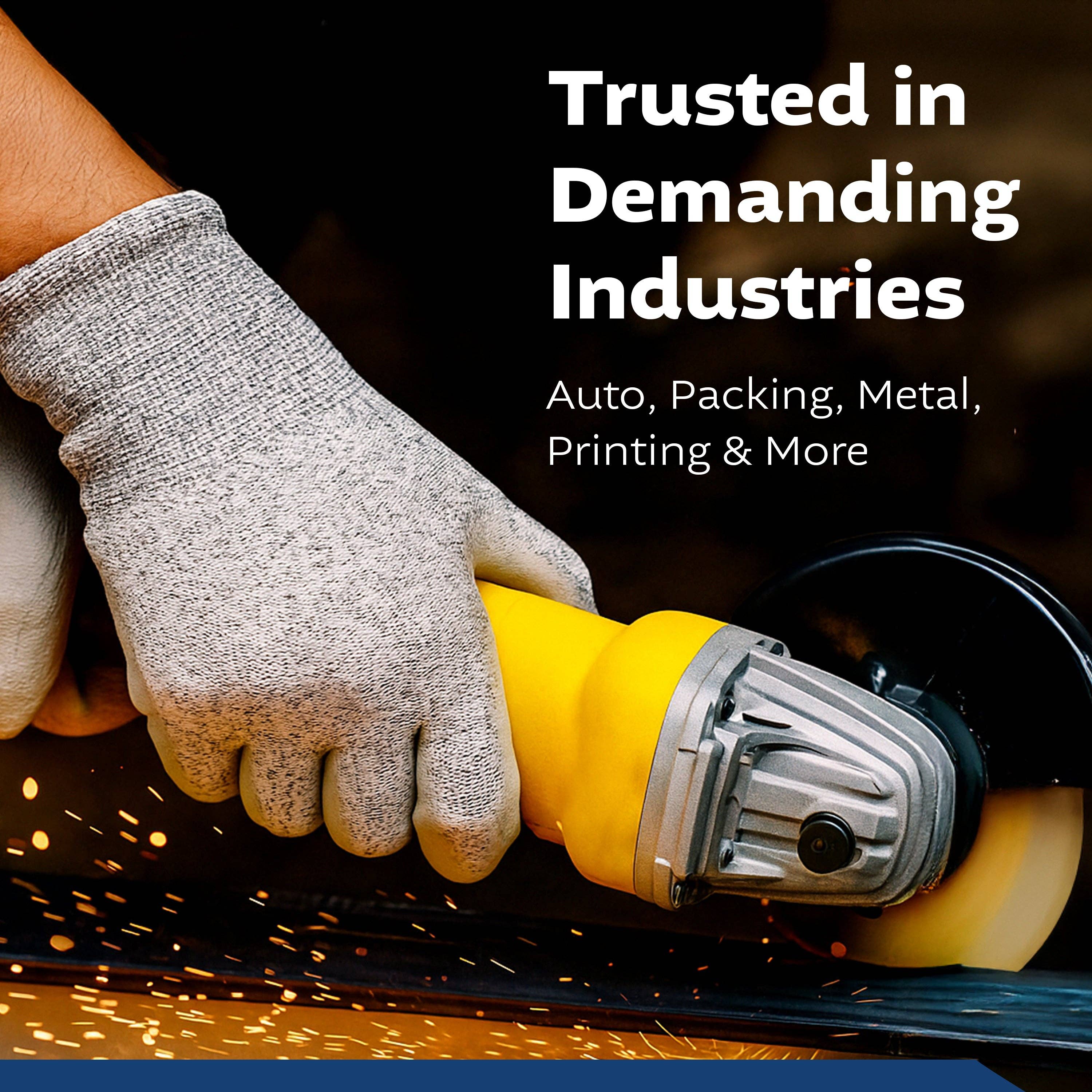 Kproduct4u - Wholesale Gloves - Unisex - Black Melange HPPE Blended Glove - Grey PU Palm coated (4 Sizes), 5ea4