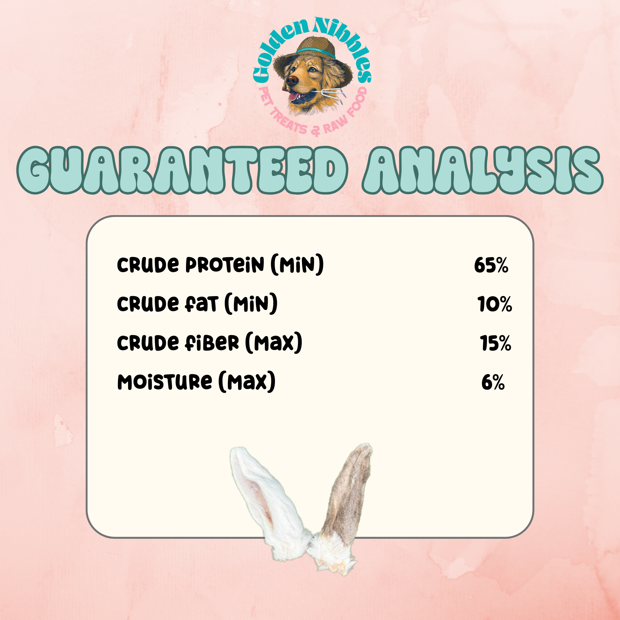 Golden Nibbles - Wholesale Pet Treats - Dog - Rabbit Ears - Bag of 8 - Freeze-Dried Treat/Chew for Dogs & 6