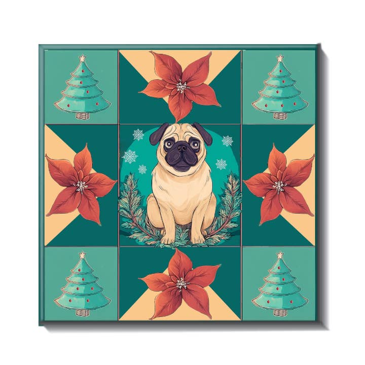Christmas Pug Ceramic Tile for wholesale by Pug Life