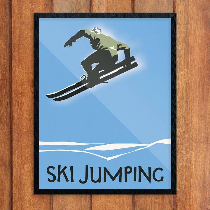 8" x 10 Ski Jumping Vintage Style Ski Print for wholesale by Fridgedoor