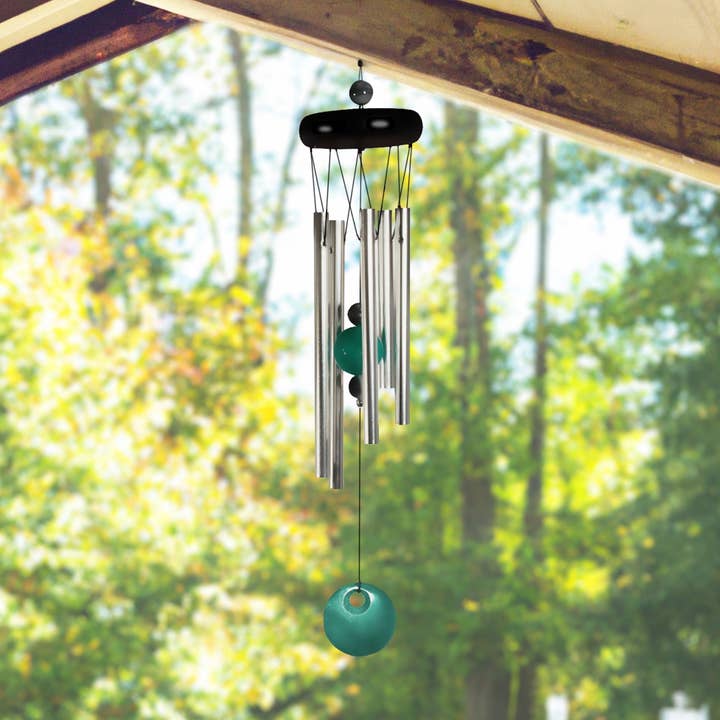 20"Long Wooden Top Geode Wind Chime Turquoise Gem Home Decor for wholesale by FC Design