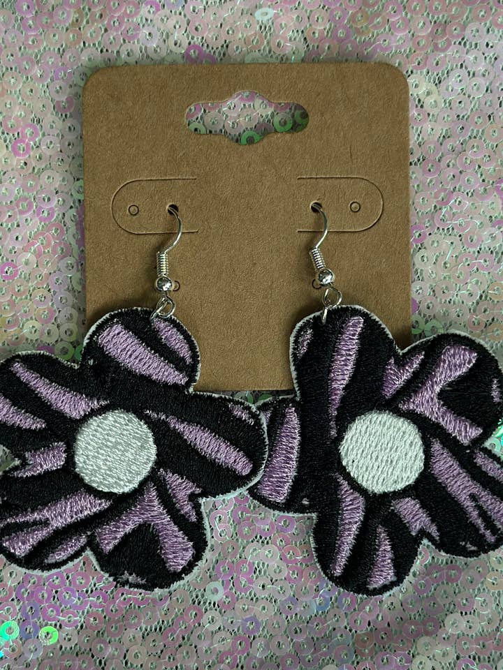Zebra Flower Earrings for wholesale by SlapQueen
