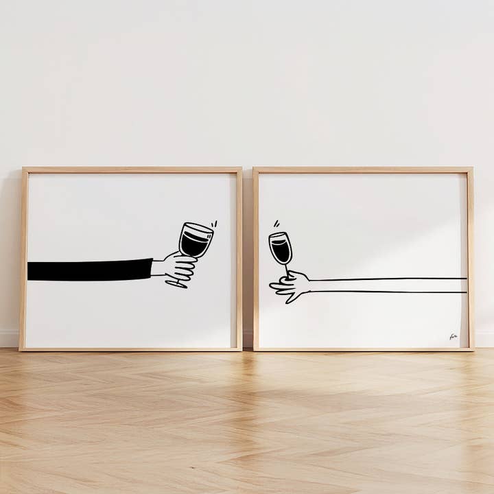 Affiches illustrées sur le Vin - trinquer pour la vente par FERE