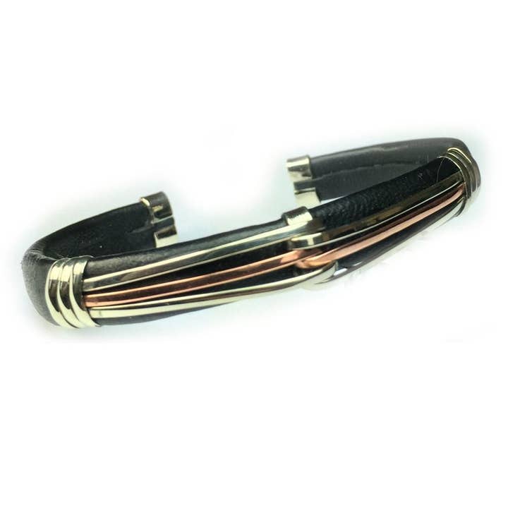 BR.ULB.0137 - Bracelet en cuir unique, noir pour la vente par HPSilver, LLC