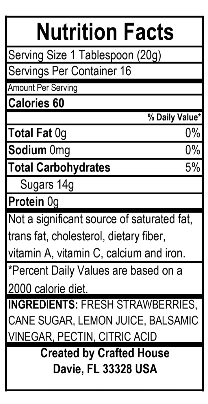 CraftedHouse – Engroshandel Marmelade – Jordbær Balsamico Marmelade - Topkvalitet - Premium Ingredienser1