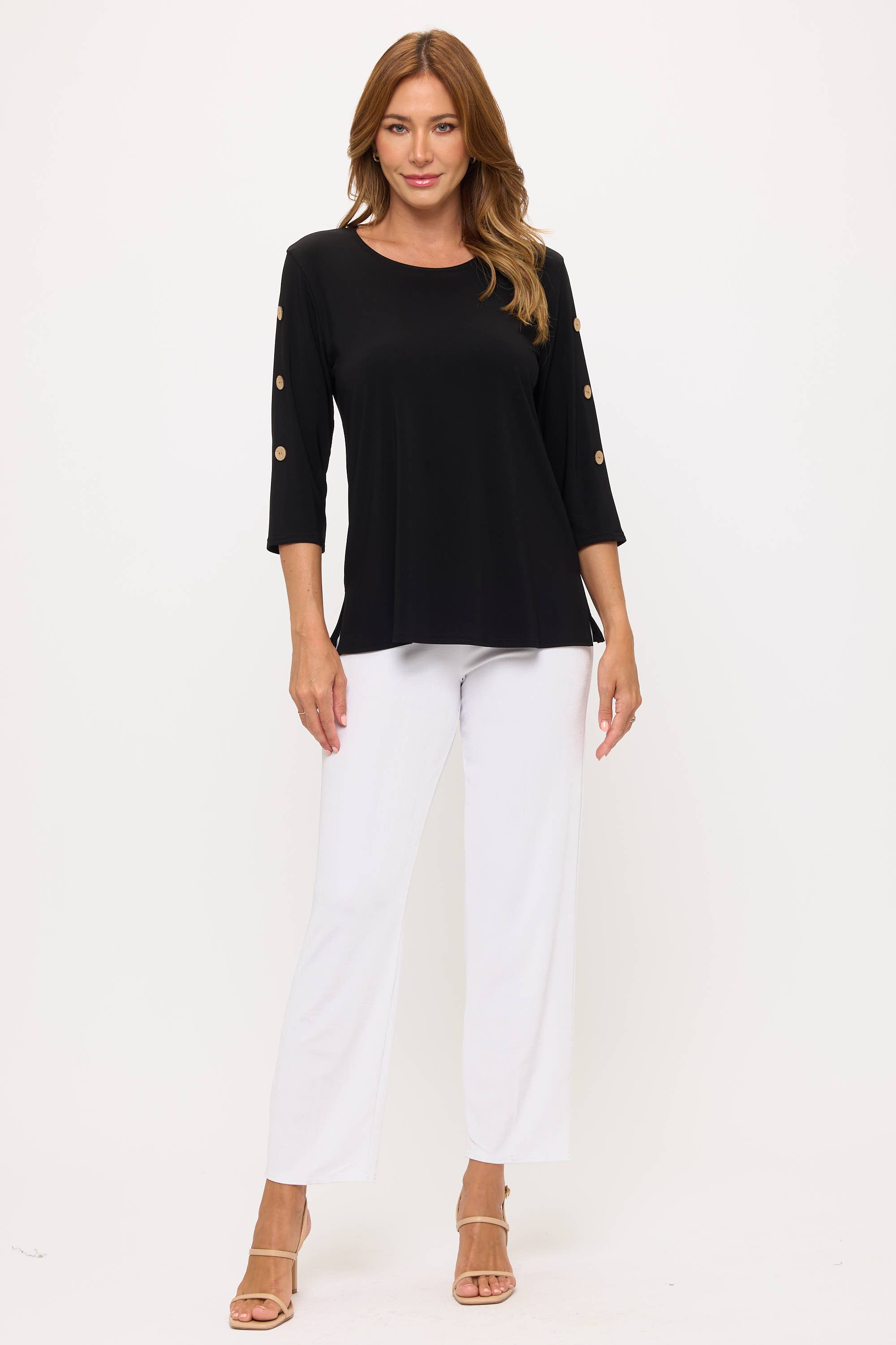 Jostar - Wholesale Tunic - Women's - HIT Side Button Sleeve Top-3122HT-QRS17