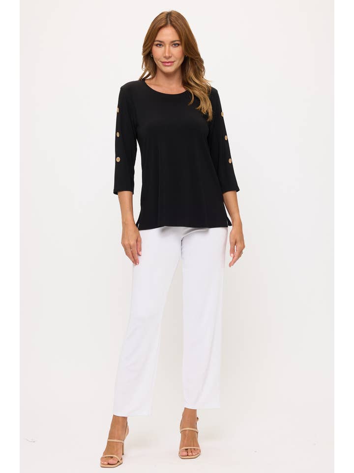 Jostar - Wholesale Tunic - Women's - HIT Side Button Sleeve Top-3122HT-QRS17