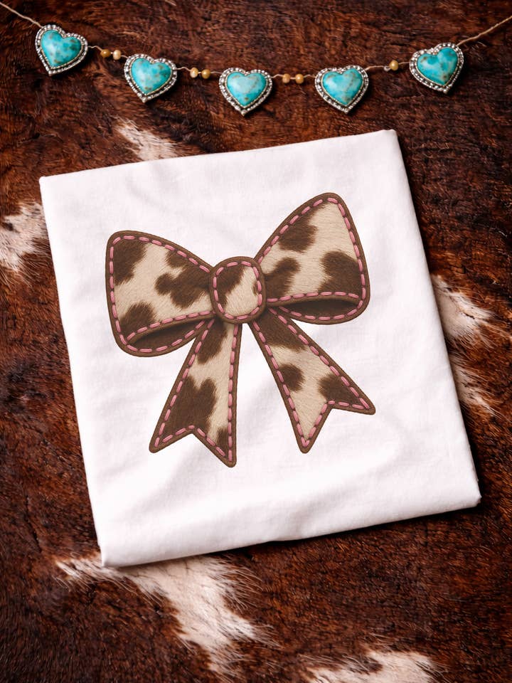 Faux Cowhide Stitch Bow for wholesale by The Wild Buck Company