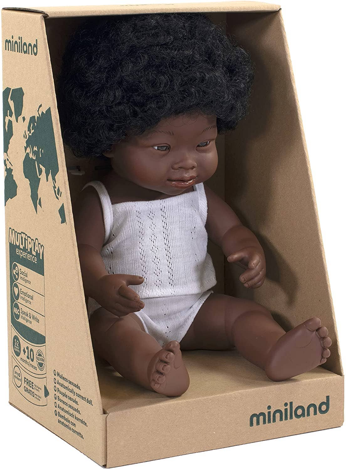 KsmToys - Venta al por mayor Muñeca - Niños - Muñeca de bebé con cabello suave y negro, niña con síndrome de Down, piel africana1