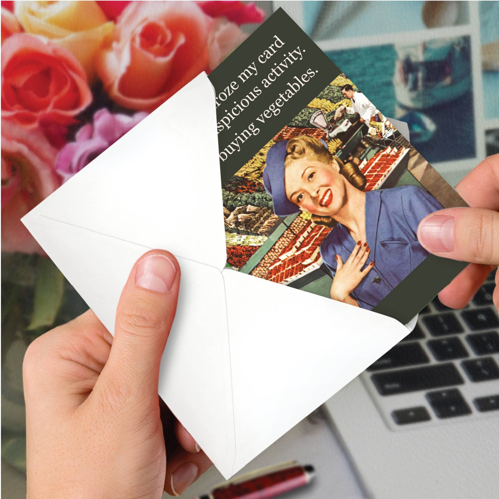 NobleWorks - Wholesale Birthday Card - 1 Funny Birthday Greeting Card-Buying Vegetables-NobleWorks3