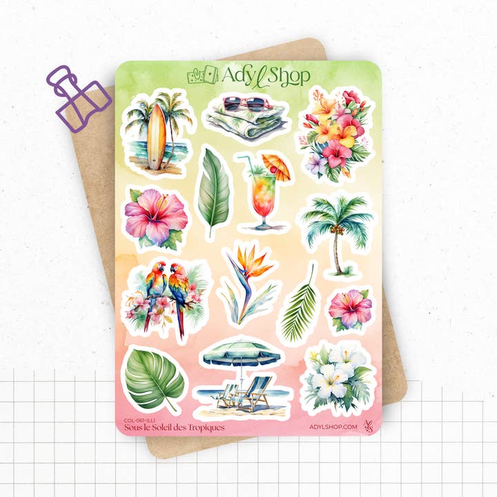 Folhas de autocolantes "Sob o Sol dos Trópicos" - verão por atacado de AdyLShop