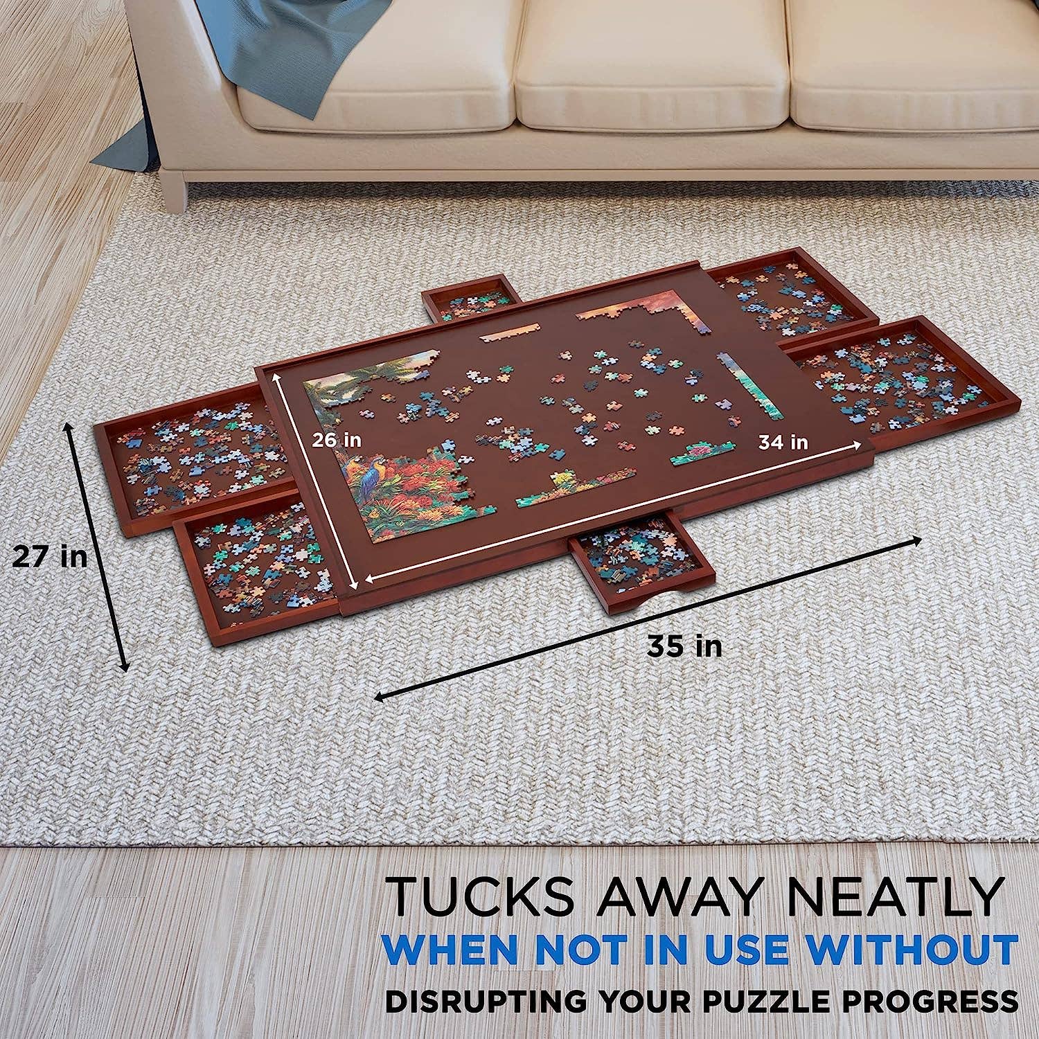 Jumbl – Großhandel Puzzle - Erwachsene – 1500-teiliges Puzzletafel aus Holz, 27 Zoll x 35 Zoll mit Deckel7