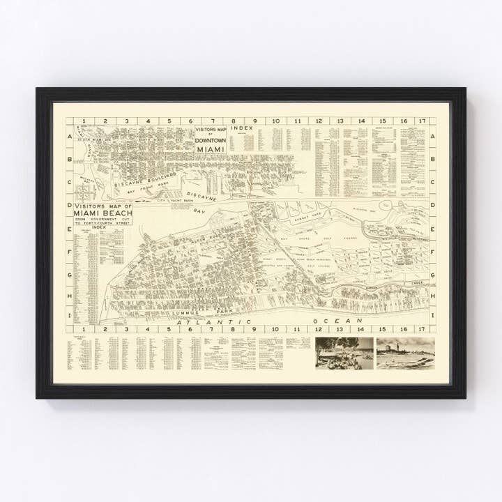 Vintage Map of Miami Beach, Florida 1935 for wholesale by Ted's Vintage Art