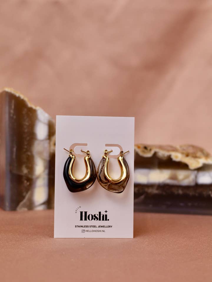 Earrings - golden grey for wholesale by HELLO HOSHI