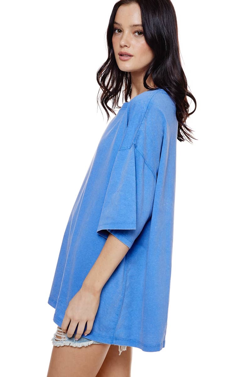 COBALT PREMIUM COTTON IMPACT MINERAL WASHED OVERSIZED TEE for wholesale on Faire1