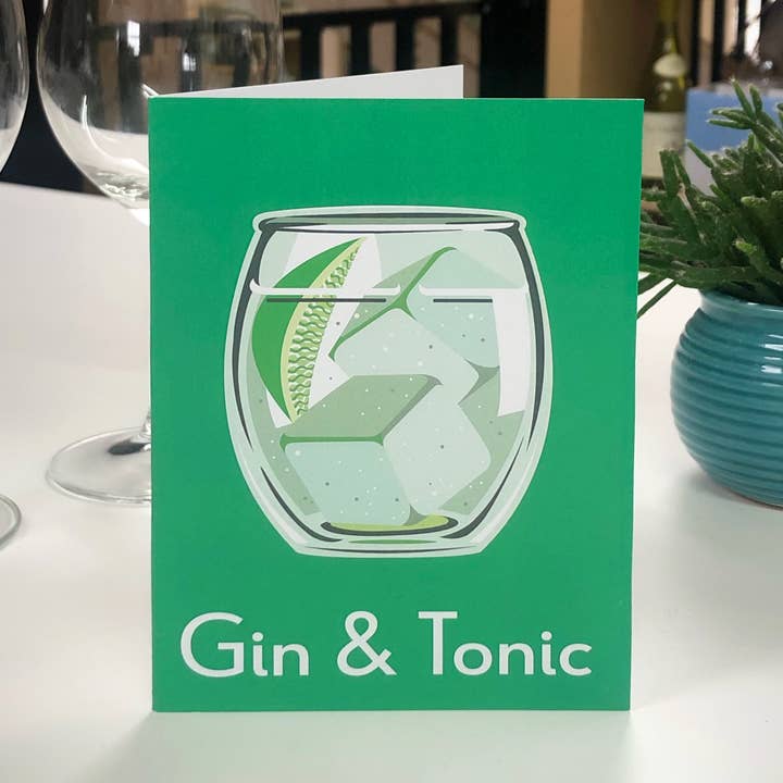 Gin and Tonic Greetings Card for wholesale by Rebecca Pymar