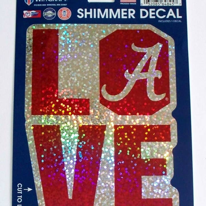 Autocollant scintillant d'amour NFL Alabama Crimson Tide pour la vente par Majestic Sports