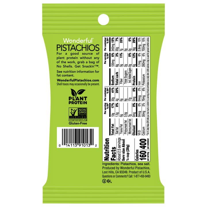 Wonderful Pistachios - Wholesale Nuts - Wonderful Pistachios No Shells Roasted & Salted 2.5oz (8pk)3