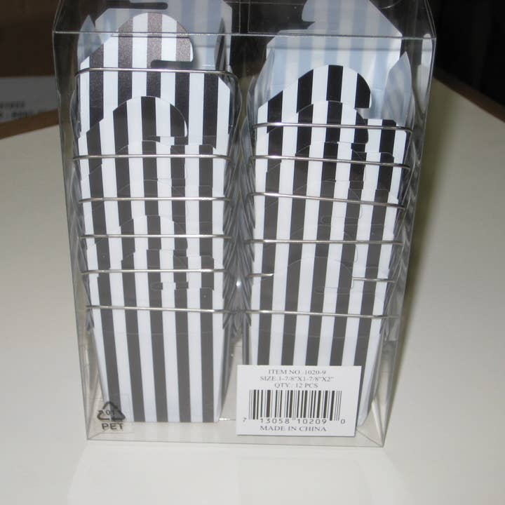 Packaging Decor - Wholesale Party Favor Bag/Box - Mini Takeout Party Favor Box Stripes 12 pcs11