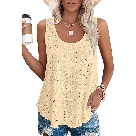 Lovesoft - Wholesale Tanktop - Dames - Dames zomerse losvallende mouwloze top met ronde hals16