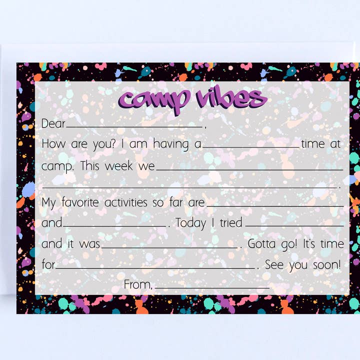 Carte da campeggio: Fill in schizzi rosa per la vendita all'ingrosso da parte di The Cornerstone Studio