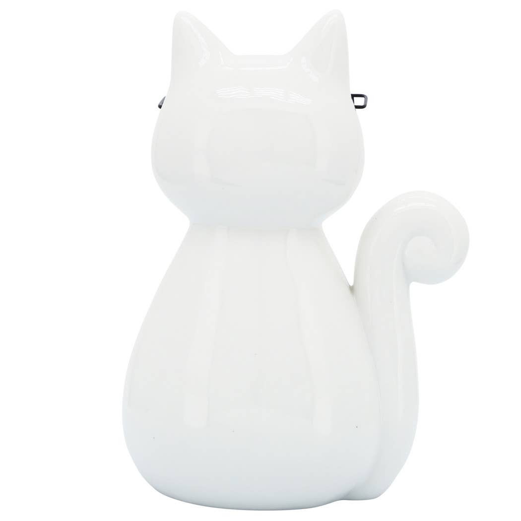 Sagebrook Home - Wholesale Decorative Figurine - Figurine - White Porcelain Cat with Glasses, 7 in.8