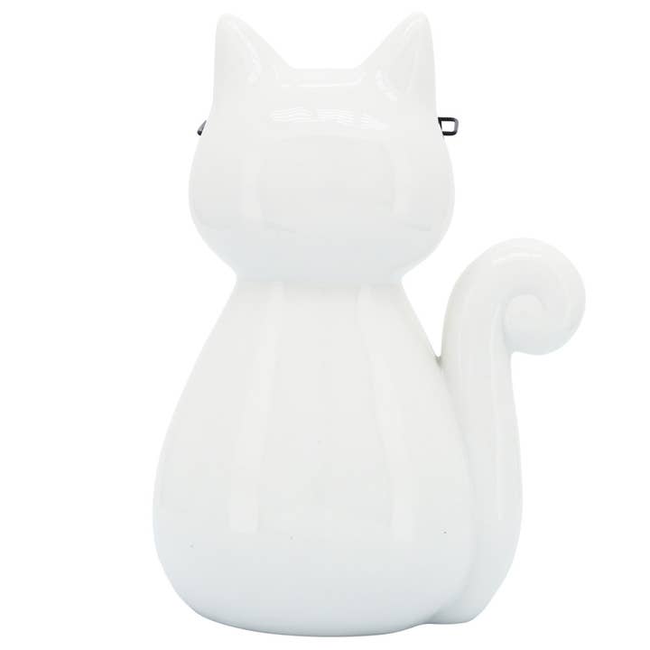 Sagebrook Home - Wholesale Decorative Figurine - Figurine - White Porcelain Cat with Glasses, 7 in.8