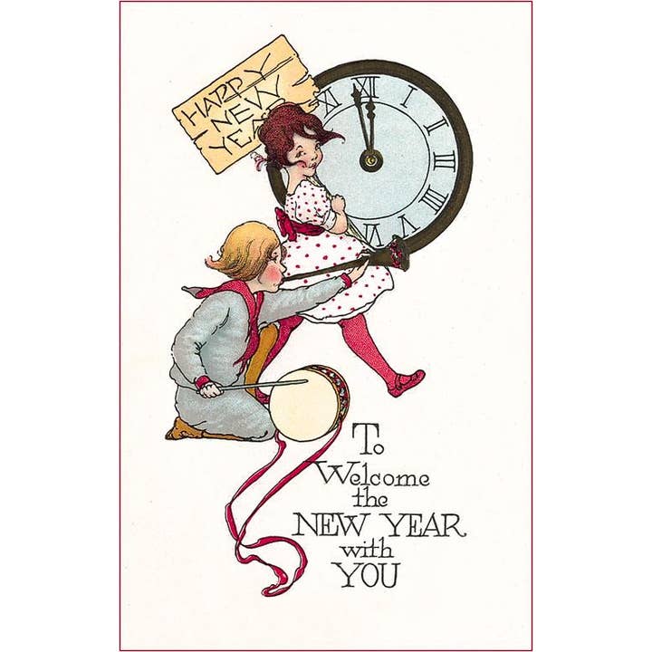 Found Image Press - Wholesale Postcard - Postcard HN-229 Children Welcoming New Year